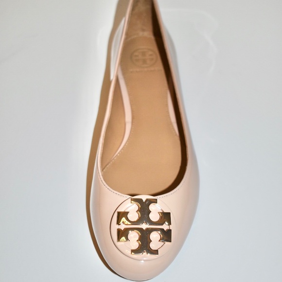 TORY BURCH CLAIRE PATENT LEATHER BALLET FLATS GOAN SAND GOLD - Picture 7 of 11